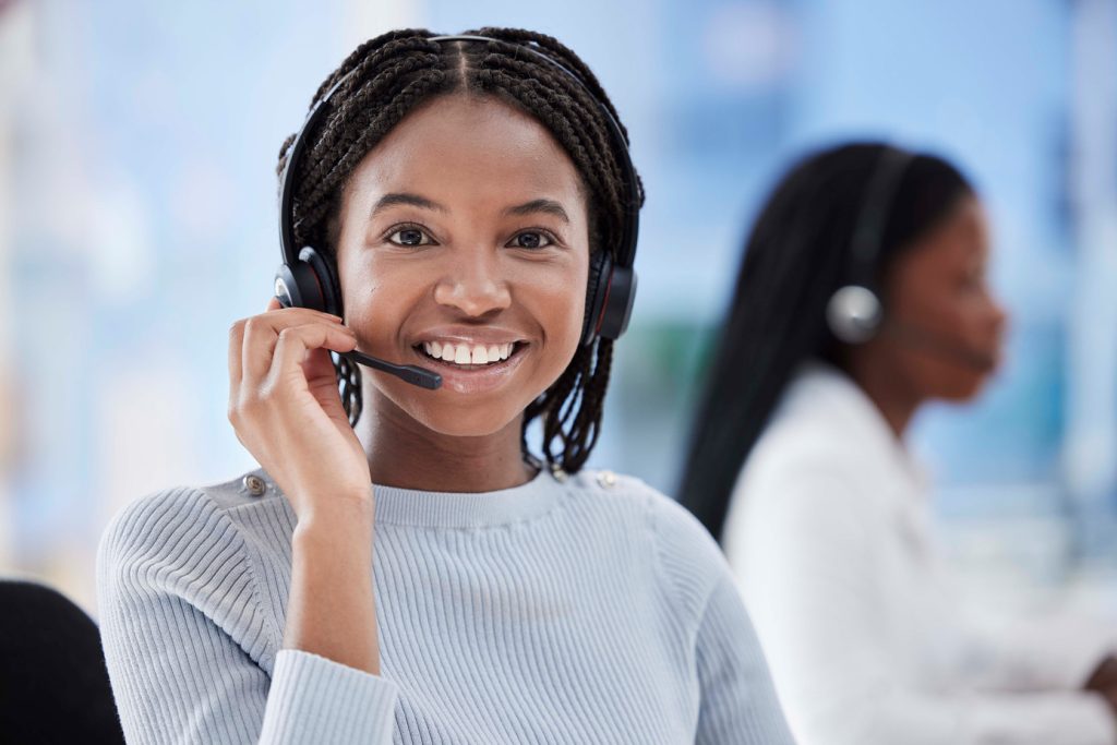 Woman on customer support job